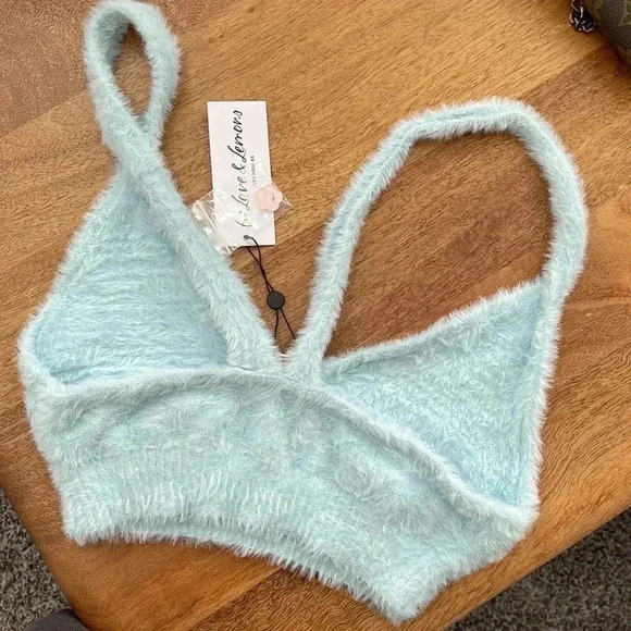 NWT For Love & Lemons Devon Mohair Crop
Top Large Baby Blue Luxe Plush Bralette - Picture 3 of 3